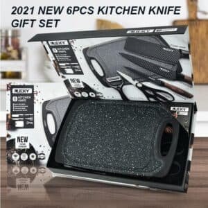 6 pieces Kitchen Knife Set Everich Chef Knives Stainless Steel Nonstick Scissor Cutting Board - V255-LK-CB02