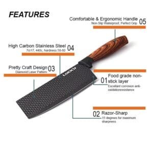 6 pieces Kitchen Knife Set Everich Chef Knives Stainless Steel Nonstick Scissor Cutting Board - V255-LK-CB02