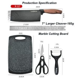 6 pieces Kitchen Knife Set Everich Chef Knives Stainless Steel Nonstick Scissor Cutting Board - V255-LK-CB02