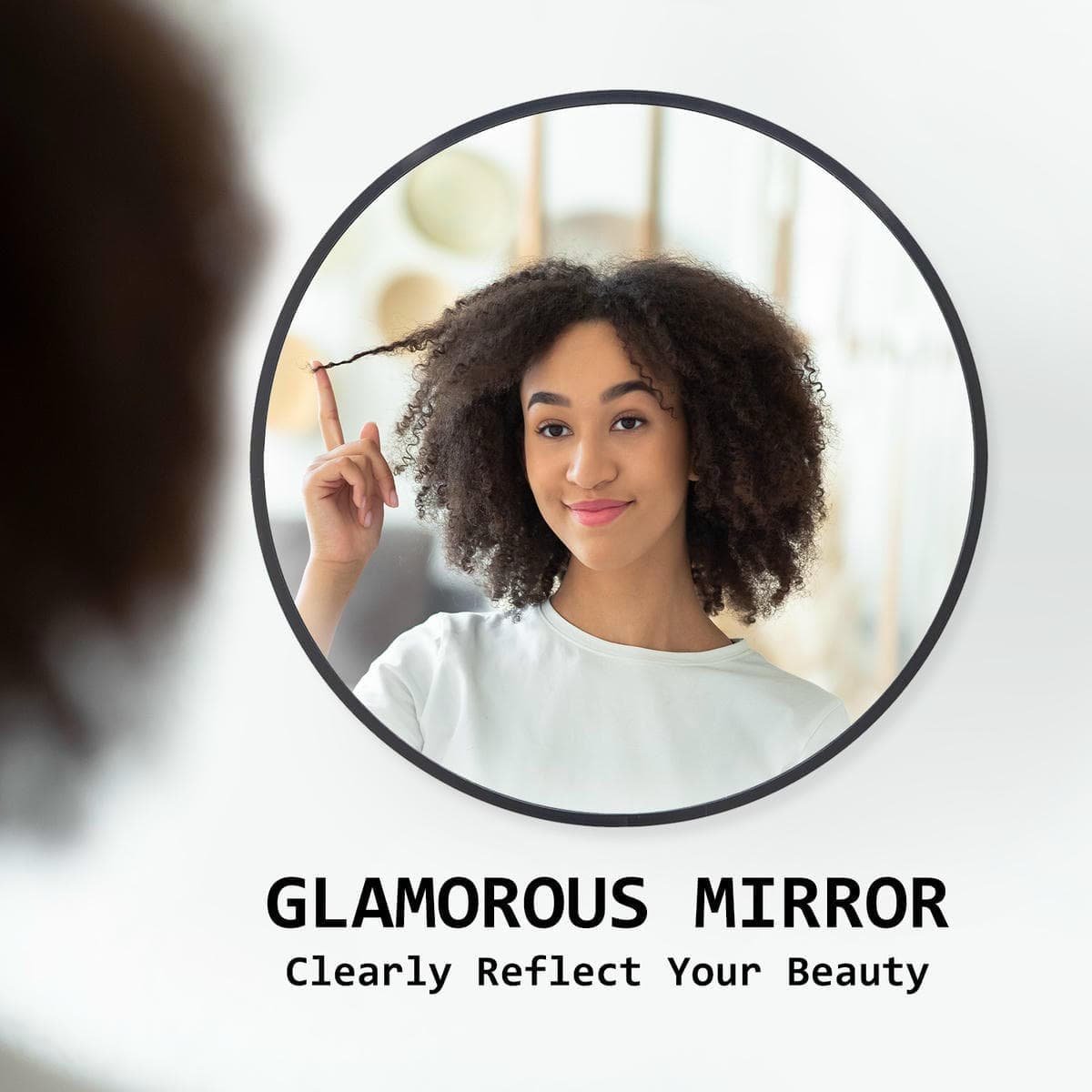 Wall Mirror Round Aluminum Frame Bathroom 70cm BLACK - V274-FT-BM-ALUR-BK70 Wall Mirror Round Aluminum Frame Bathroom 70cm BLACK - Image 3