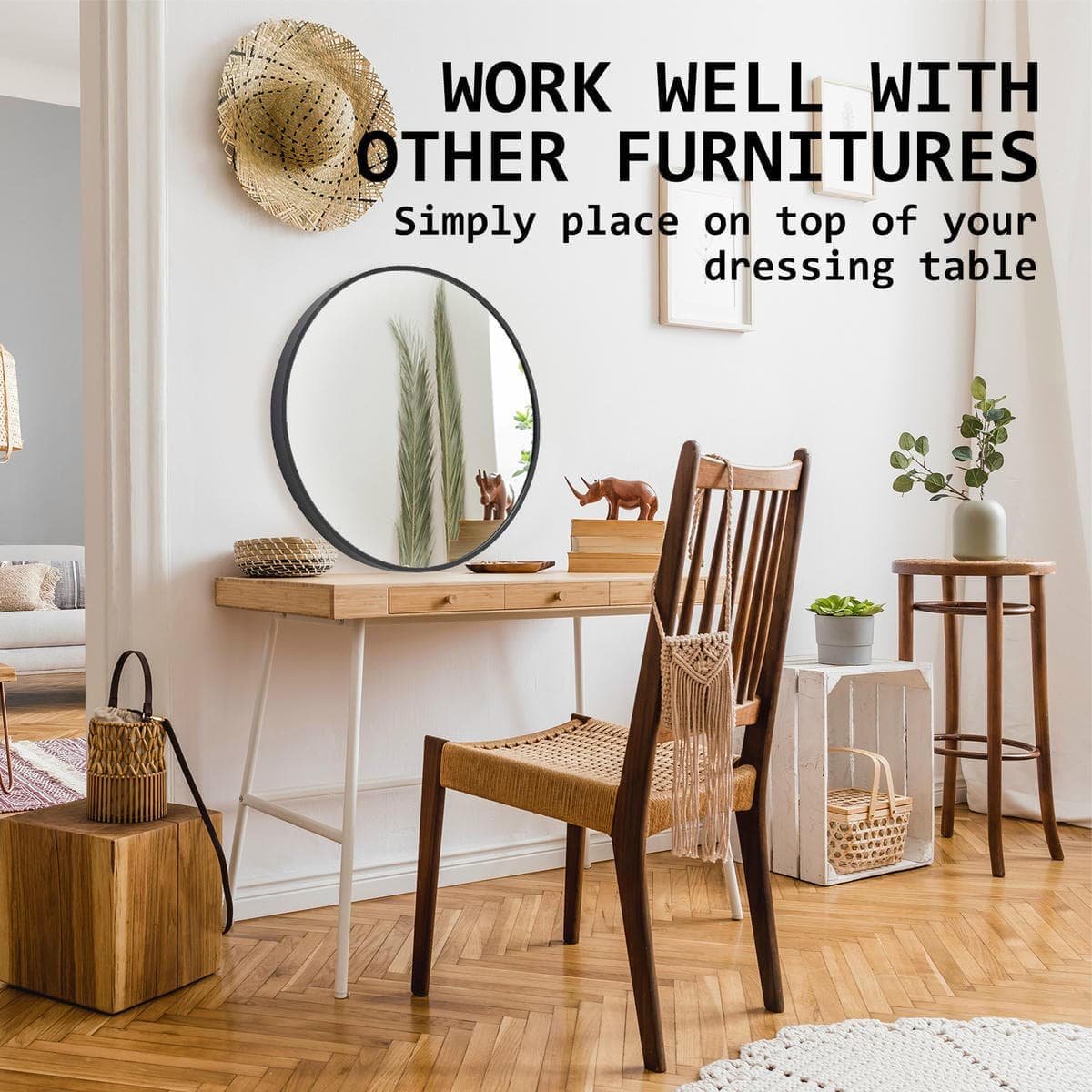 Wall Mirror Round Aluminum Frame Bathroom 70cm BLACK - V274-FT-BM-ALUR-BK70 Wall Mirror Round Aluminum Frame Bathroom 70cm BLACK - Image 5