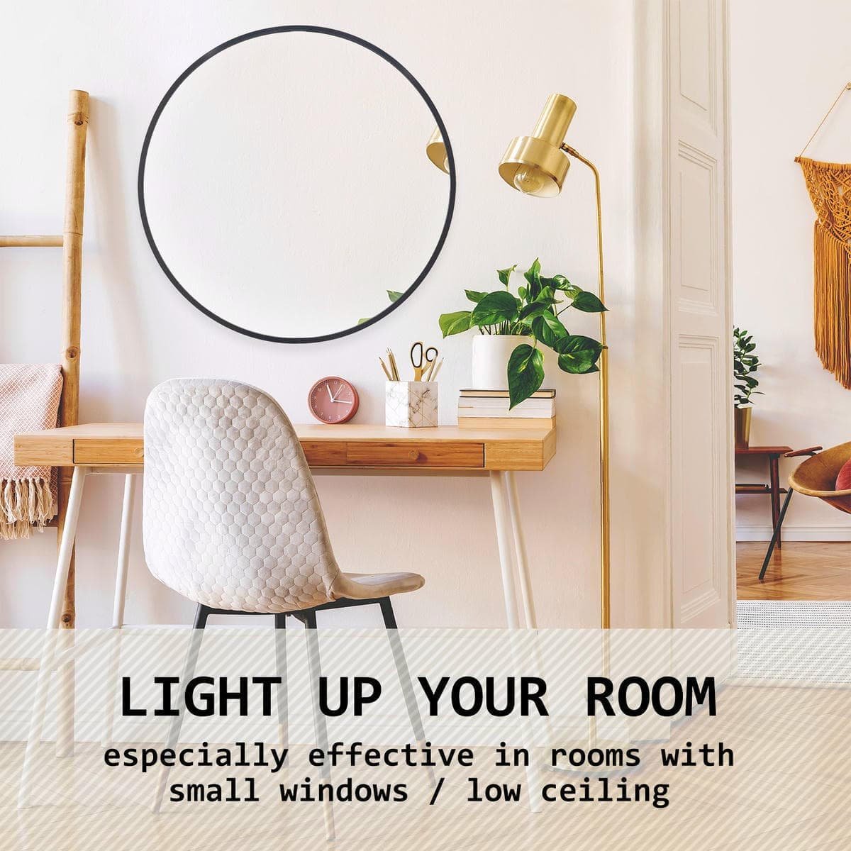 Wall Mirror Round Aluminum Frame Bathroom 70cm BLACK - V274-FT-BM-ALUR-BK70 Wall Mirror Round Aluminum Frame Bathroom 70cm BLACK - Image 6