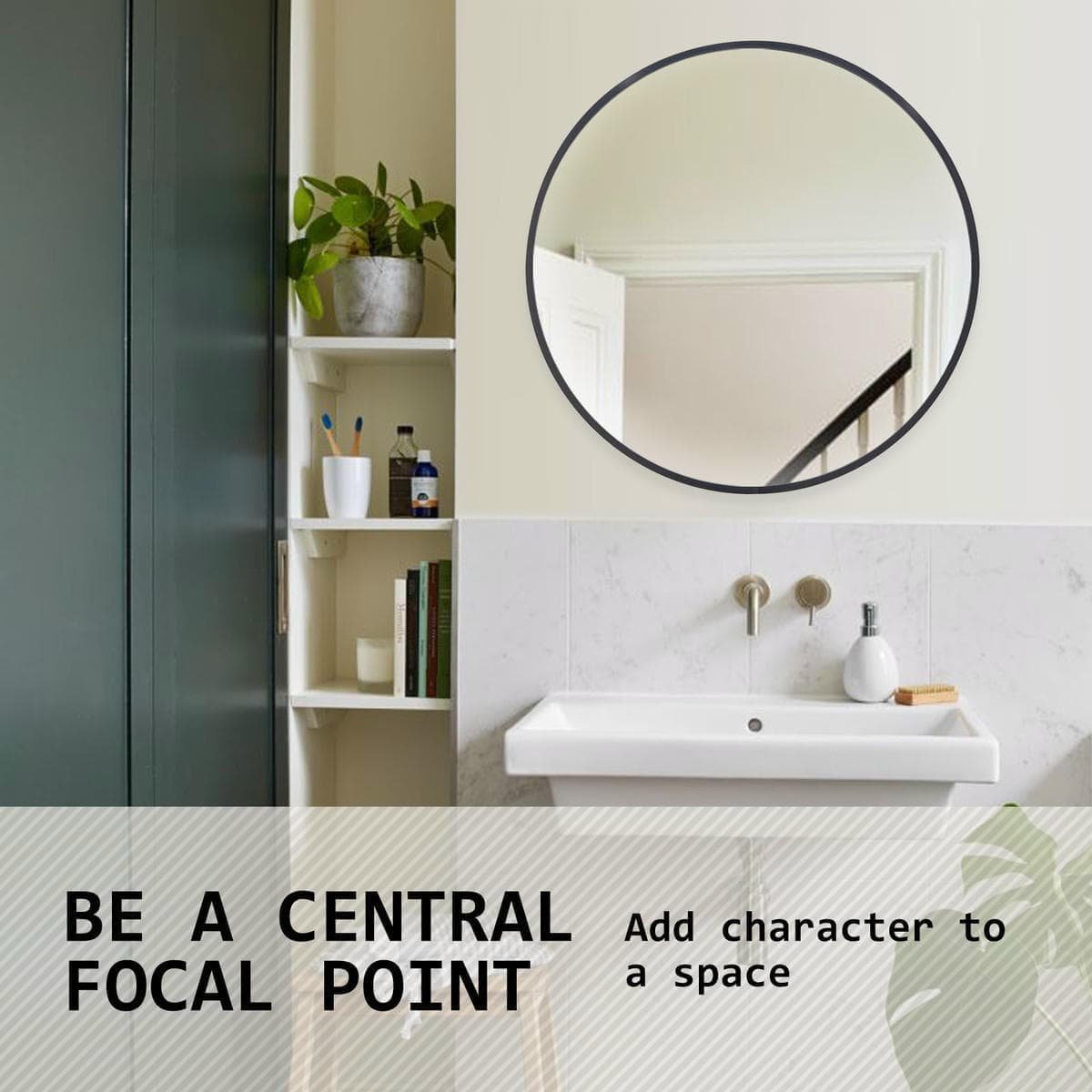Wall Mirror Round Aluminum Frame Bathroom 70cm BLACK - V274-FT-BM-ALUR-BK70 Wall Mirror Round Aluminum Frame Bathroom 70cm BLACK - Image 7