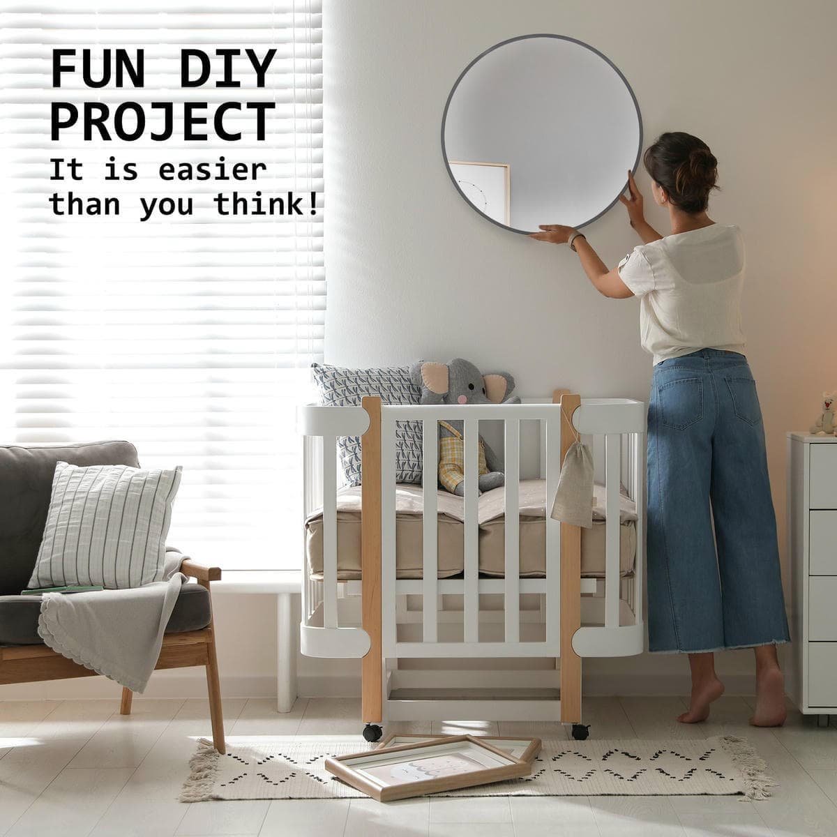 Wall Mirror Round Aluminum Frame Bathroom 70cm BLACK - V274-FT-BM-ALUR-BK70 Wall Mirror Round Aluminum Frame Bathroom 70cm BLACK - Image 13