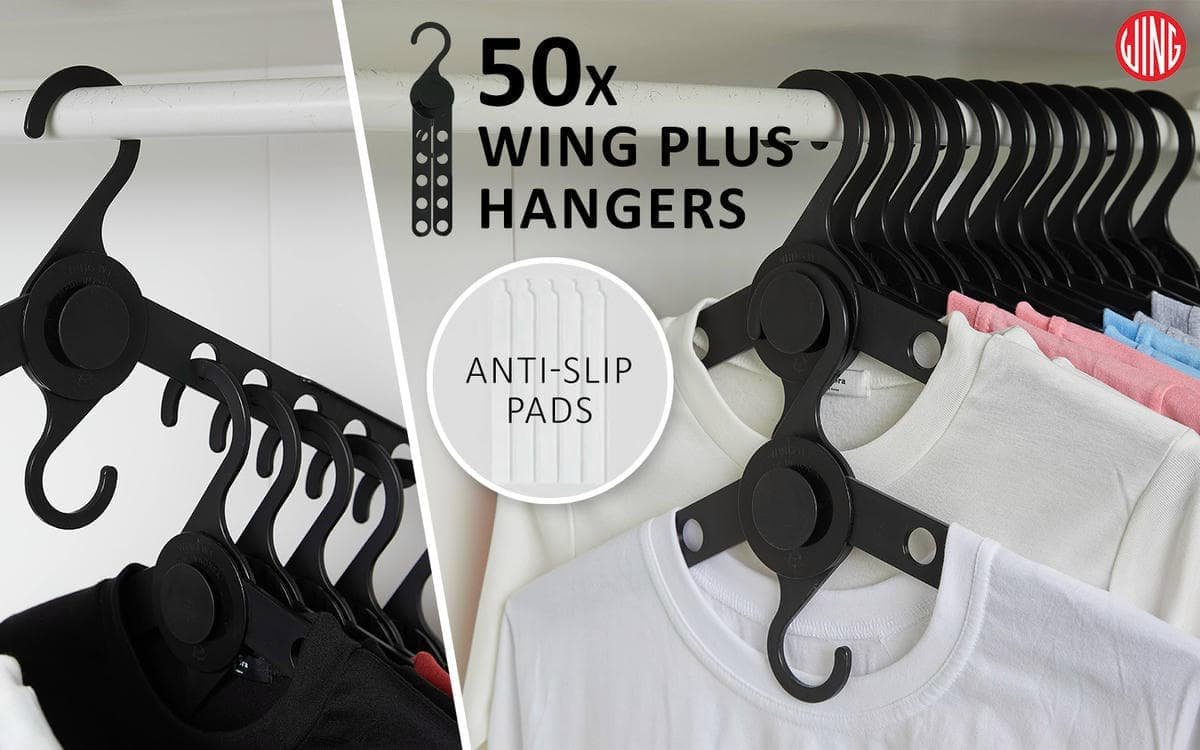 50X Plus Hanger Multiple Clothes Rack Organizer Foldable 10 Holes BLACK - V274-GM-CLHANG-NS20-BK 50X Plus Hanger Multiple Clothes Rack Organizer Foldable 10 Holes BLACK - Image 2