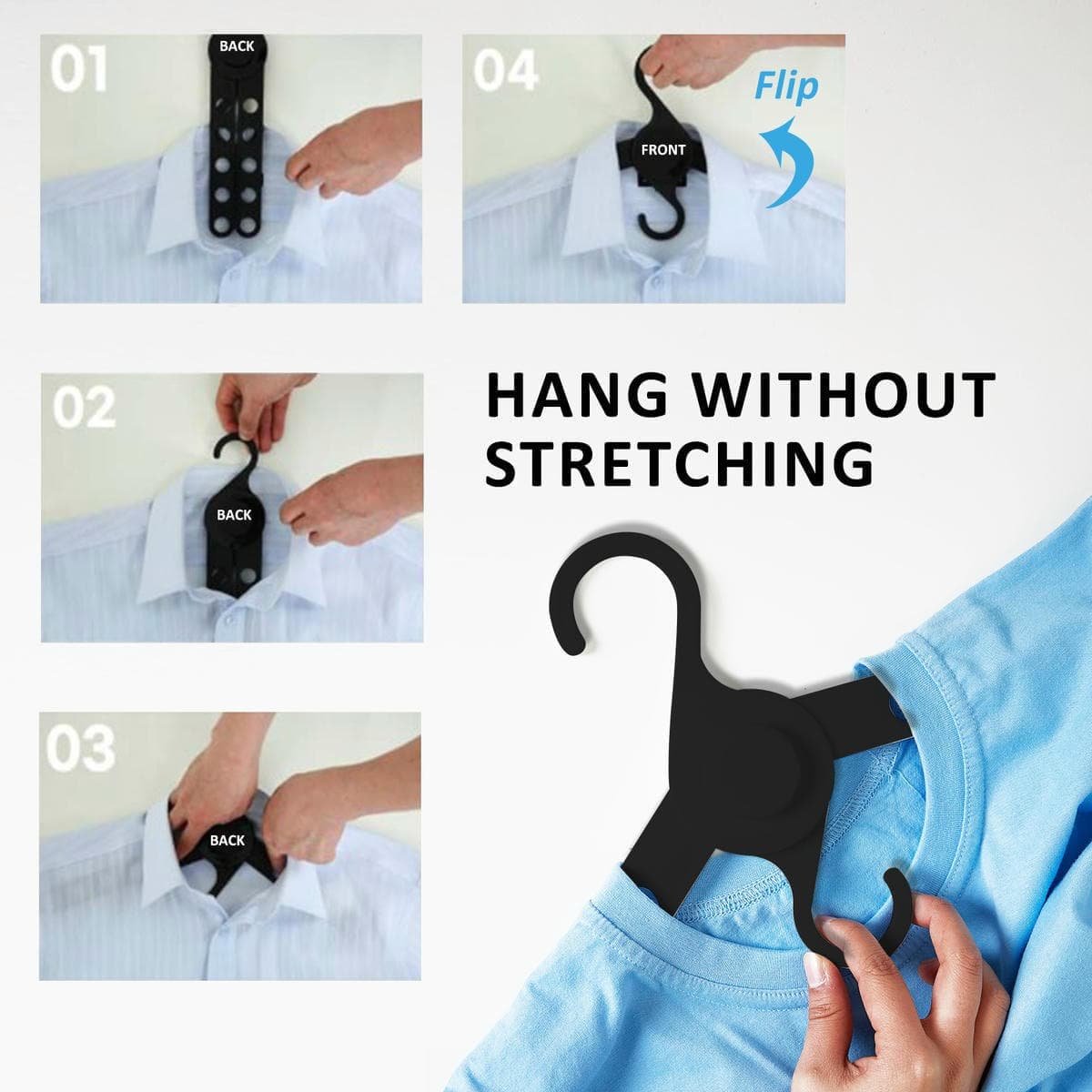 50X Plus Hanger Multiple Clothes Rack Organizer Foldable 10 Holes BLACK - V274-GM-CLHANG-NS20-BK 50X Plus Hanger Multiple Clothes Rack Organizer Foldable 10 Holes BLACK - Image 5