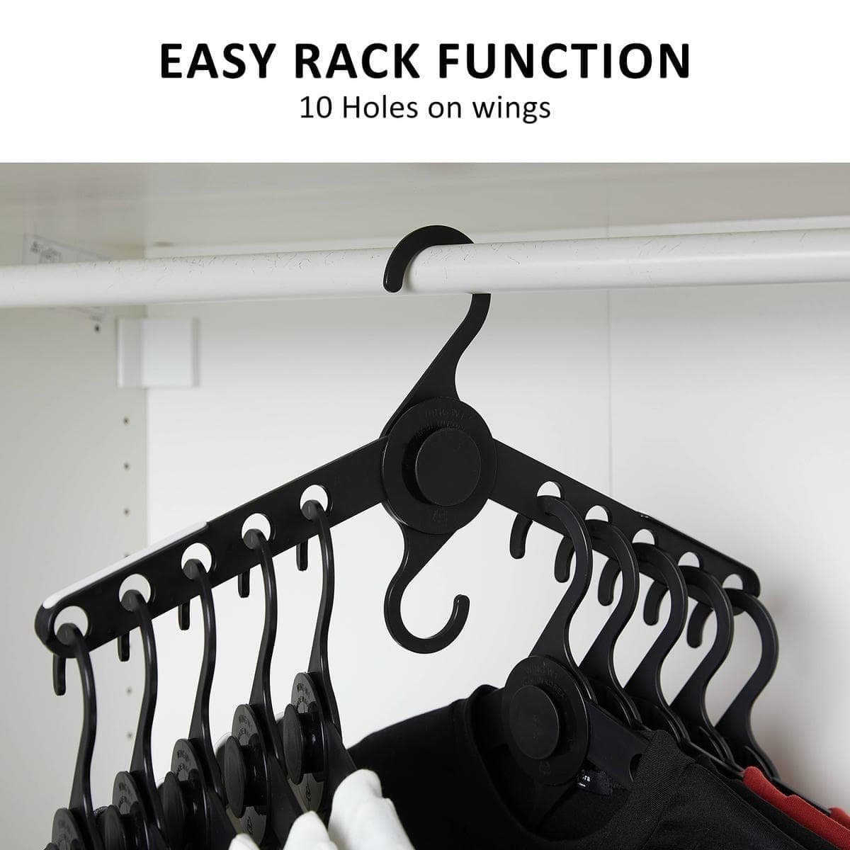 50X Plus Hanger Multiple Clothes Rack Organizer Foldable 10 Holes BLACK - V274-GM-CLHANG-NS20-BK 50X Plus Hanger Multiple Clothes Rack Organizer Foldable 10 Holes BLACK - Image 7