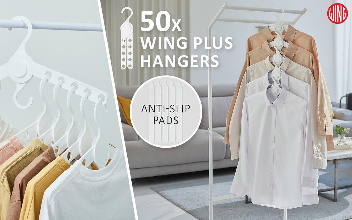 50X Plus Hanger Multiple Clothes Rack Organizer Foldable 10 Holes WHITE - V274-GM-CLHANG-NS20-WH 50X Plus Hanger Multiple Clothes Rack Organizer Foldable 10 Holes WHITE - Image 2