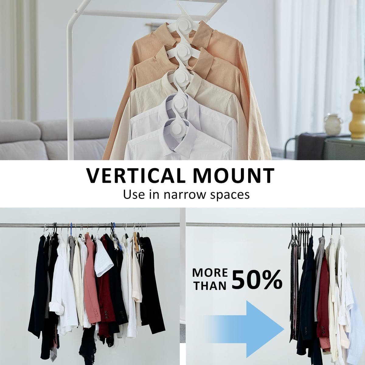 50X Plus Hanger Multiple Clothes Rack Organizer Foldable 10 Holes WHITE - V274-GM-CLHANG-NS20-WH 50X Plus Hanger Multiple Clothes Rack Organizer Foldable 10 Holes WHITE - Image 3