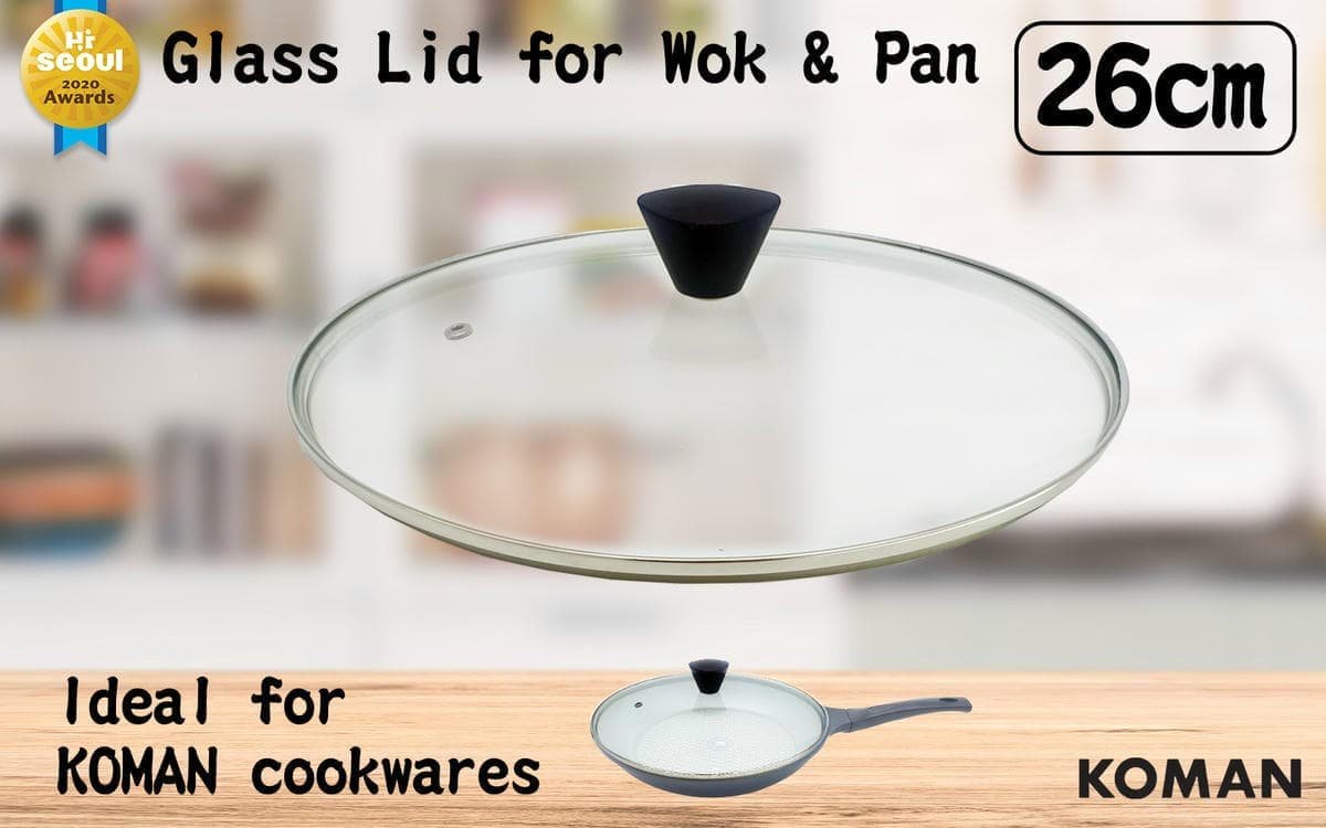 KOMAN Stainless Steel Glass Lid with Bakelite Handle - 26cm - V274-HA-KO-26LID KOMAN Stainless Steel Glass Lid with Bakelite Handle - 26cm - Image 2