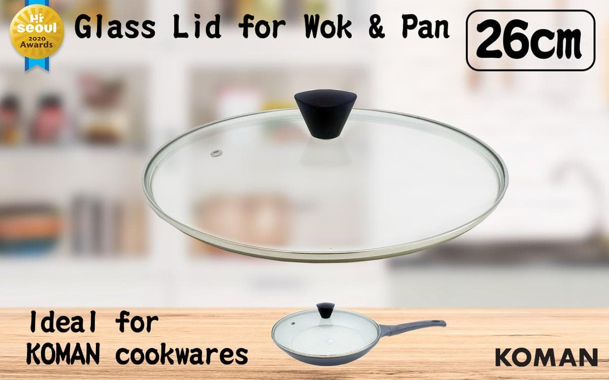 KOMAN Stainless Steel Glass Lid with Bakelite Handle - 28cm - V274-HA-KO-28LID KOMAN Stainless Steel Glass Lid with Bakelite Handle - 28cm - Image 2