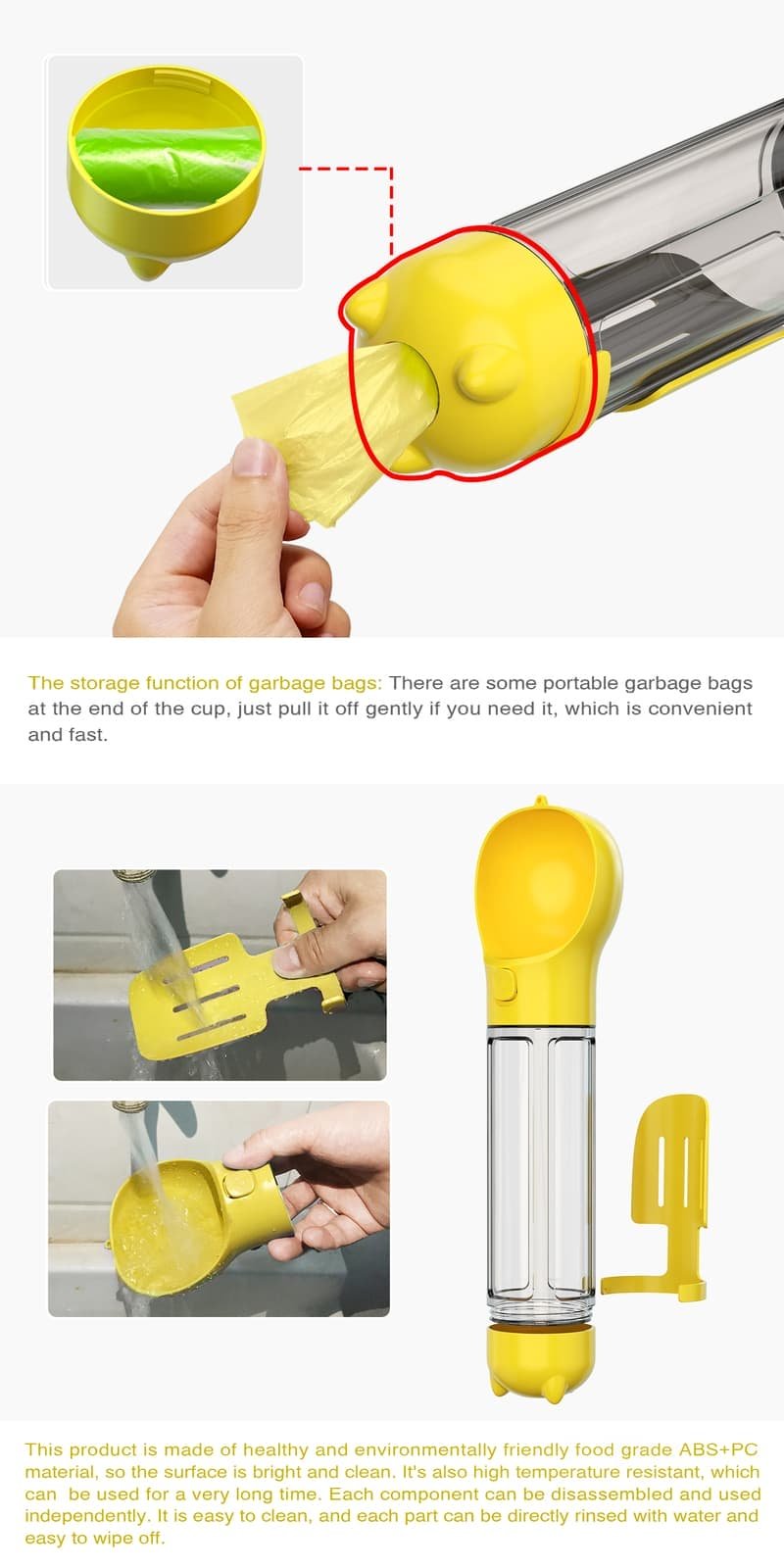 YES4PETS 4 in 1 Portable Pet Dog Puppy Cat Drinking Mug Water Feeder Bottle Valve Travel Bottle Yellow - V278-MULTI-WATER-BOTTLE-YELLOW YES4PETS 4 in 1 Portable Pet Dog Puppy Cat Drinking Mug Water Feeder Bottle Valve Travel Bottle Yellow - Image 5