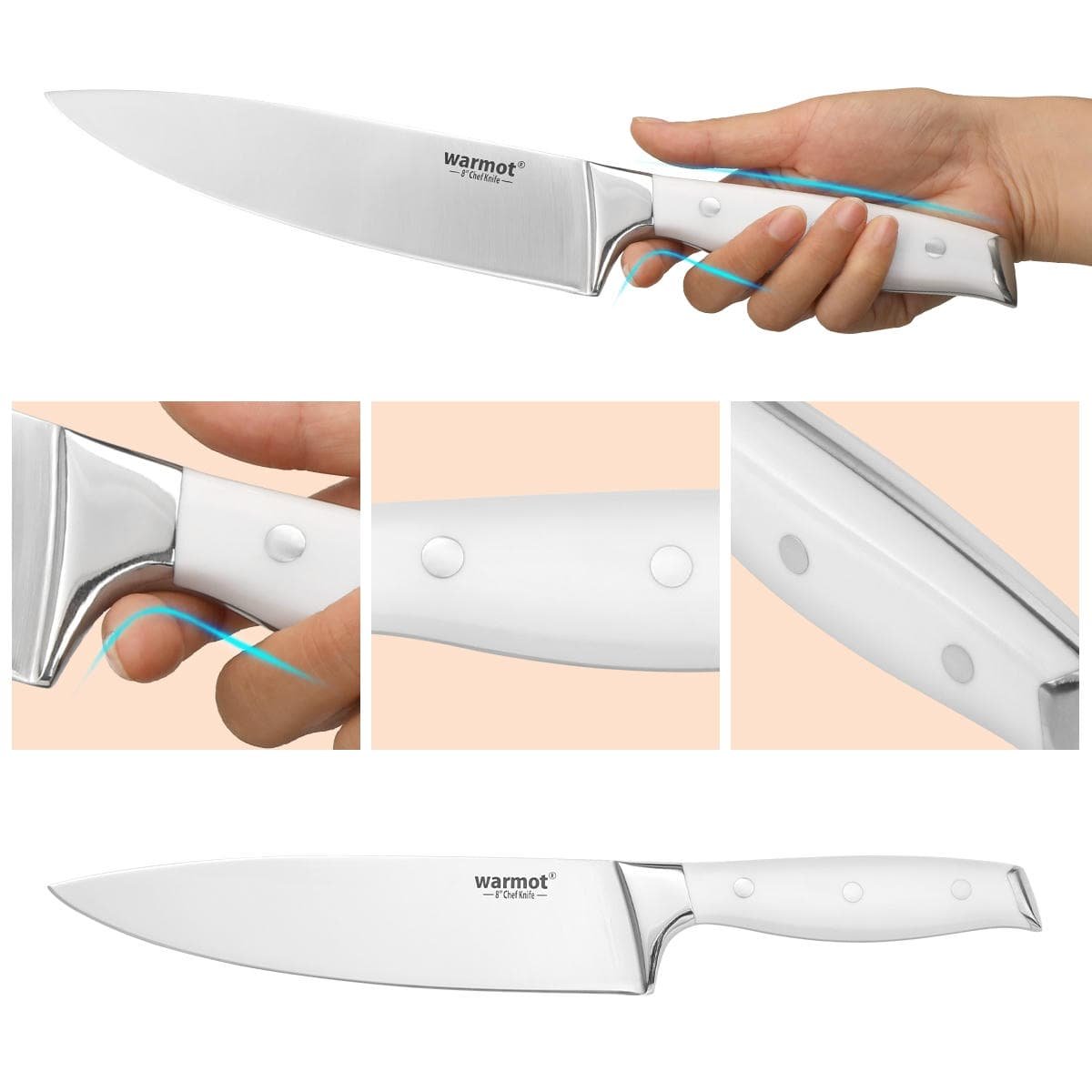 Warmot 3 Piece Ultra Sharp Chefs Knife Set with Gift Box (888-3) - V28-ELEWMT888W3 V28 ELEWMT888W3 197906 04