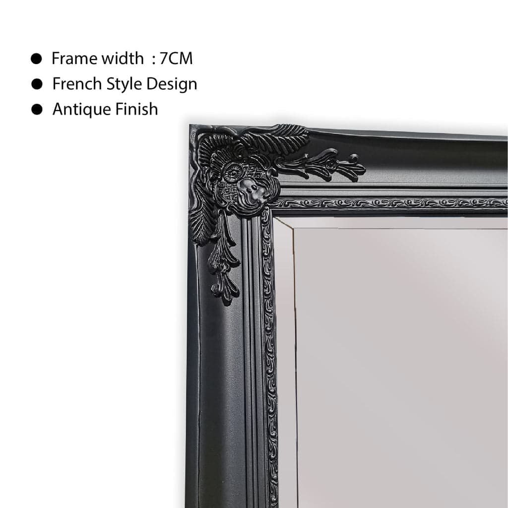 French Provincial Ornate Mirror - Black - Small 80cm x 110cm - V292-MIRR-FRN015 French Provincial Ornate Mirror - Black - Small 80cm x 110cm - Image 3