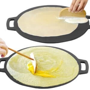 28cm Seasoned Cast Iron Induction Crepes Pan Baking Pancake Tool Pizza Bakeware - V324-CS2-FLATPAN-28CM