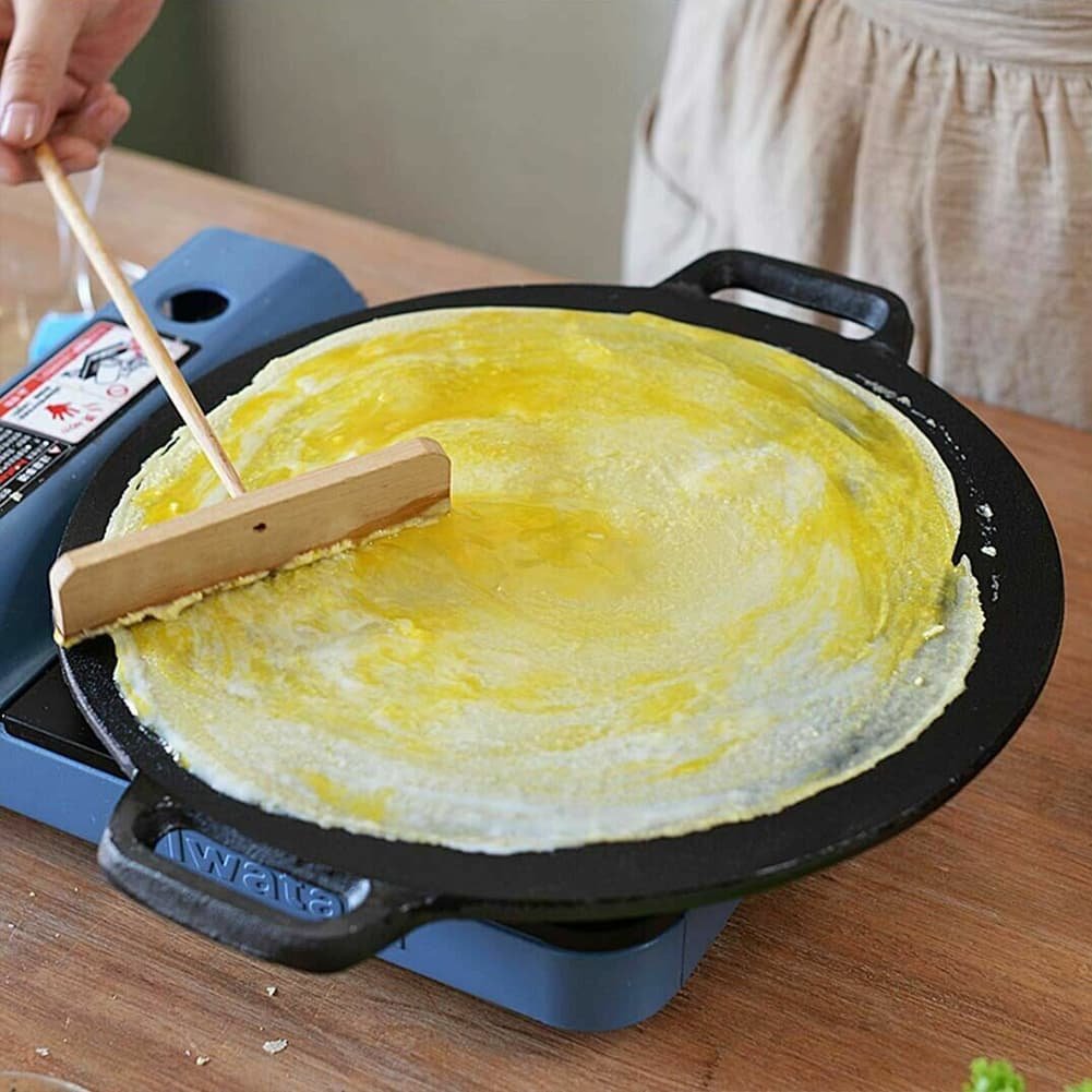 34cm Seasoned Cast Iron Induction Crepes Pan Baking Pancake Tool Pizza Bakeware - V324-CS2-FLATPAN-34CM 34cm Seasoned Cast Iron Induction Crepes Pan Baking Pancake Tool Pizza Bakeware - Image 3