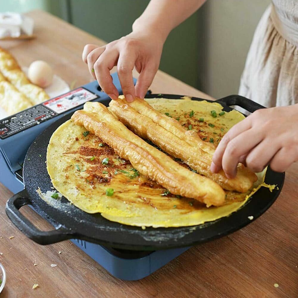 34cm Seasoned Cast Iron Induction Crepes Pan Baking Pancake Tool Pizza Bakeware - V324-CS2-FLATPAN-34CM 34cm Seasoned Cast Iron Induction Crepes Pan Baking Pancake Tool Pizza Bakeware - Image 4