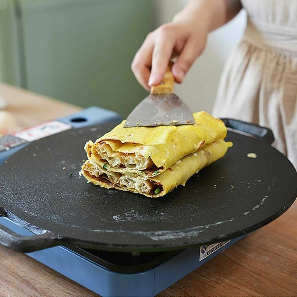 34cm Seasoned Cast Iron Induction Crepes Pan Baking Pancake Tool Pizza Bakeware - V324-CS2-FLATPAN-34CM 34cm Seasoned Cast Iron Induction Crepes Pan Baking Pancake Tool Pizza Bakeware - Image 5