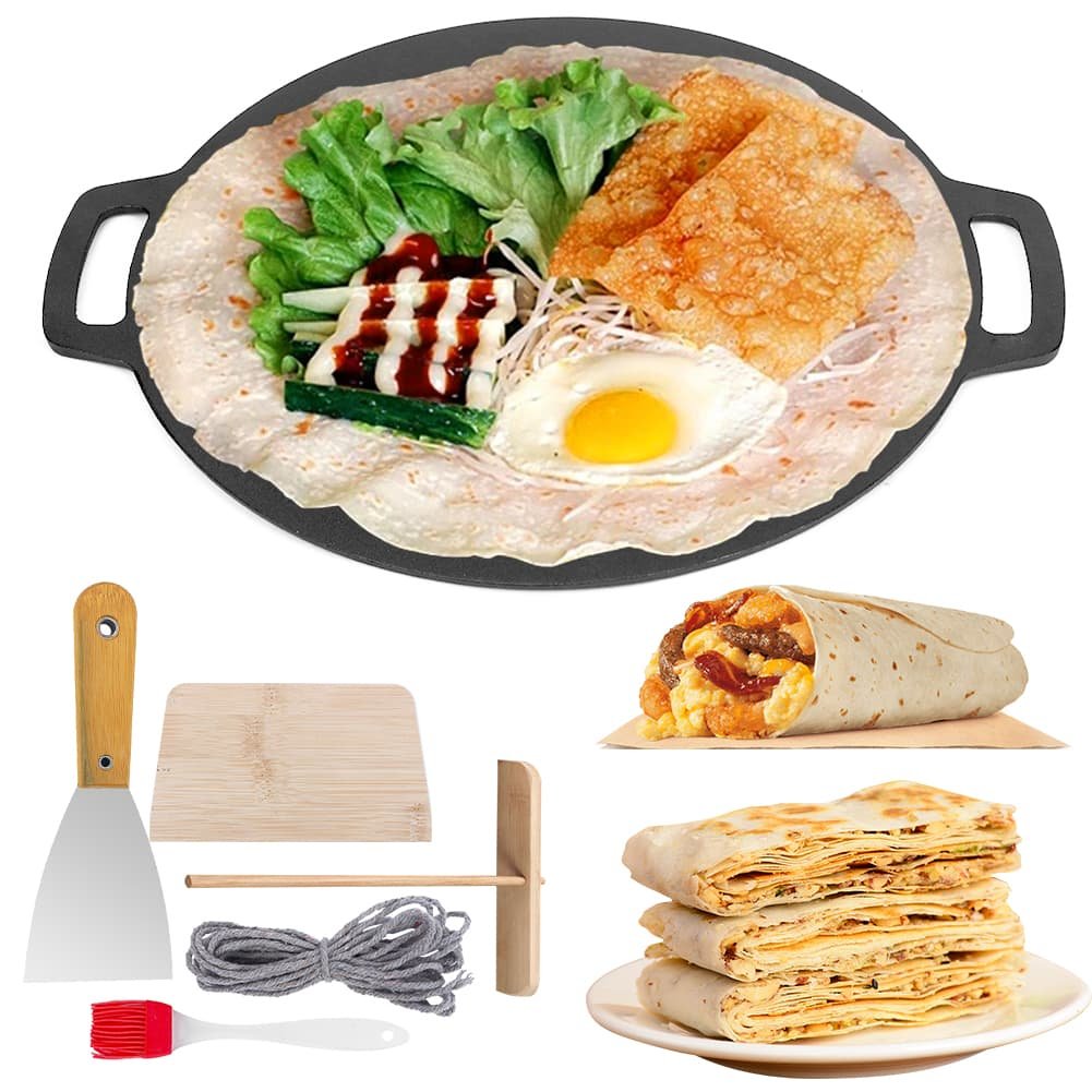34cm Seasoned Cast Iron Induction Crepes Pan Baking Pancake Tool Pizza Bakeware - V324-CS2-FLATPAN-34CM 34cm Seasoned Cast Iron Induction Crepes Pan Baking Pancake Tool Pizza Bakeware - Image 11