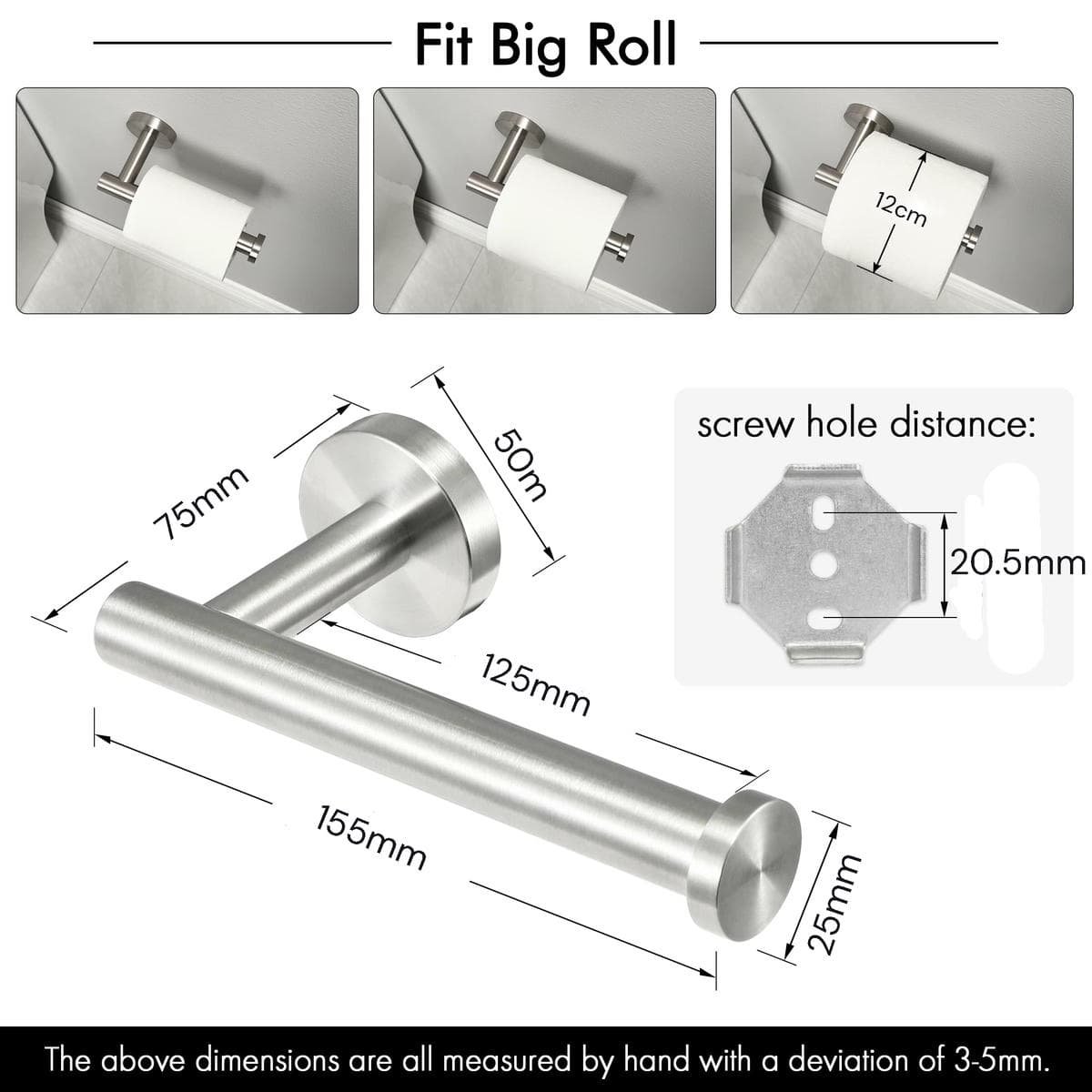Toilet Paper Holder Bathroom Paper Roll Holder Roll Holder brushed Silver Wall Mount 304 - V324-HO-TPHOLD-DKSI V324 HO TPHOLD DKSI 150870 08