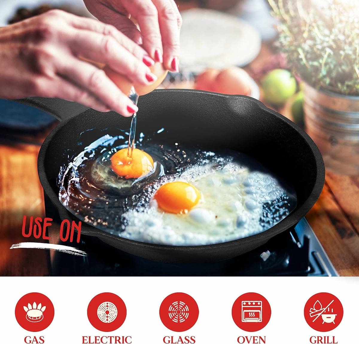 6inch 16cm Cast Iron Skillet Cookware Chef Quality Pre-Seasoned Pan Pans - V324-TSD-FRPAN16CM 6inch 16cm Cast Iron Skillet Cookware Chef Quality Pre-Seasoned Pan Pans - Image 4