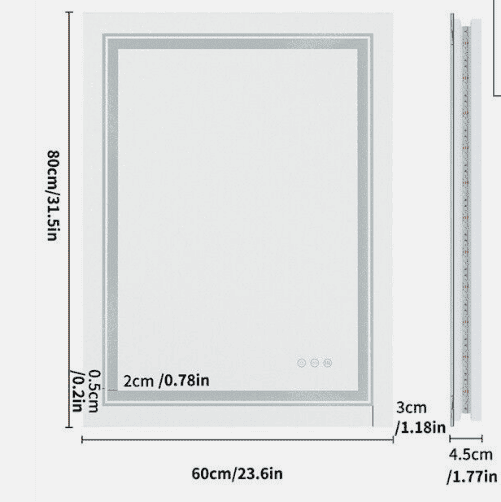 Interior Ave - 60 x 80cm Rectangle Frameless LED Bathroom Mirror - V355-IA-RWM-8060 V355 IA RWM 8060 177177 04