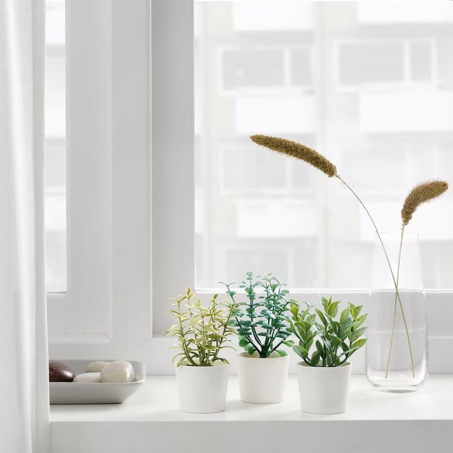 3 Pack of Artificial Herb Potted Plants in White Plastic 5cm Pot Interior Decoration - V382-3HERBINPOTWHITE V382 3HERBINPOTWHITE 202504030821 02