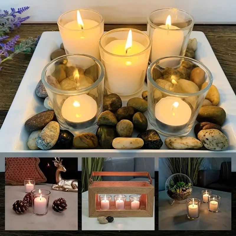 20 Pack Tealight Glass Votive Candle Holders Bulk Set Festival Decor Wedding Propose Parties Holiday and Home Decor - V382-CHX20 V382 CHX20 202503072235 04