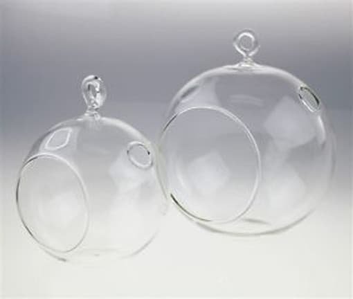 10 x Hanging Clear Glass Ball Tealight Candle Holder - 8cm Diameter / High - Wedding Globe Decoration Terrarium Succulent Plant Mini Garden Holder Decor Craft Gift - V382-CLRBALL8CMX10 V382 CLRBALL8CMX10 144474 05