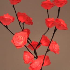 1 Set of 50cm H 20 LED Red Rose Tree Branch Stem Fairy Light Wedding Event Party Function Table Vase Centrepiece Decoration - V382-REDROSESTEMBATT