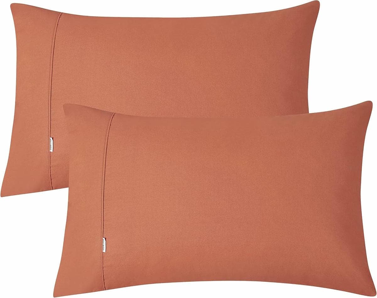 100% Vintage Washed Cotton Fitted Sheet Combo Set – 100% Natural Cotton, Ultra Soft & Breathable – Includes Fitted Sheet & Pillowcases – Machine Washable (Brick, Single) - V439-AFSETWASHB V439 AFSETWASHB 202507150921 05