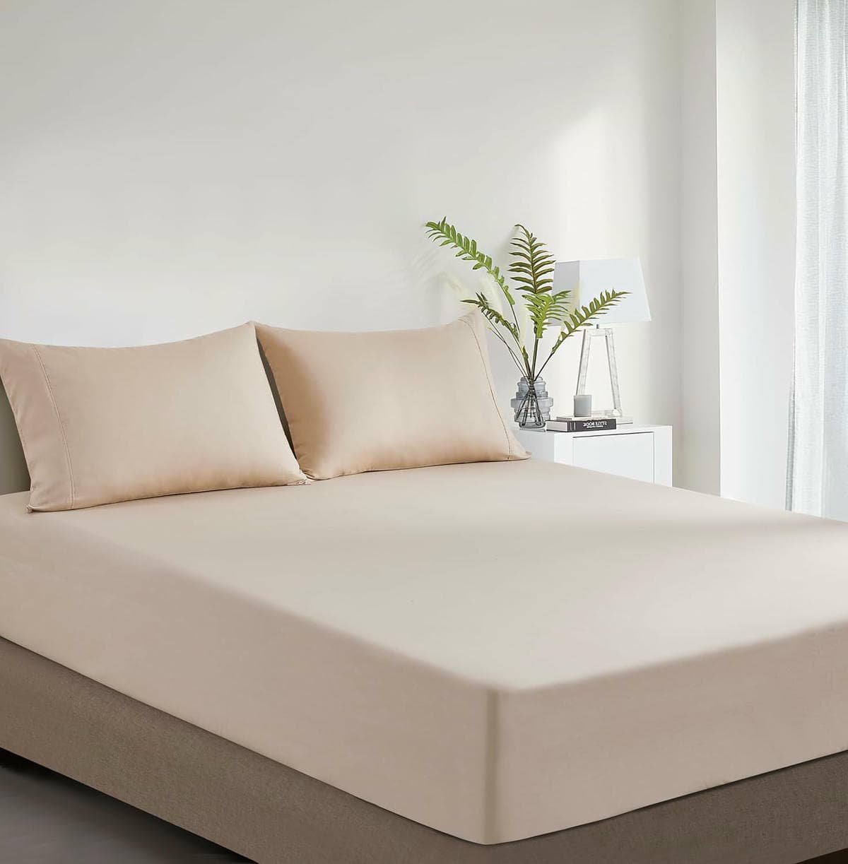 100% Vintage Washed Cotton Fitted Sheet Combo Set – 100% Natural Cotton, Ultra Soft & Breathable – Includes Fitted Sheet & Pillowcases – Machine Washable (Natural, Single) - V439-AFSETWASHNT V439 AFSETWASHNT 202507150920 01