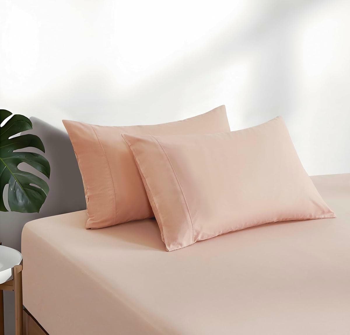 100% Vintage Washed Cotton Fitted Sheet Combo Set – 100% Natural Cotton, Ultra Soft & Breathable – Includes Fitted Sheet & Pillowcases – Machine Washable (Pink, Single) - V439-AFSETWASHP V439 AFSETWASHP 202507150925 02