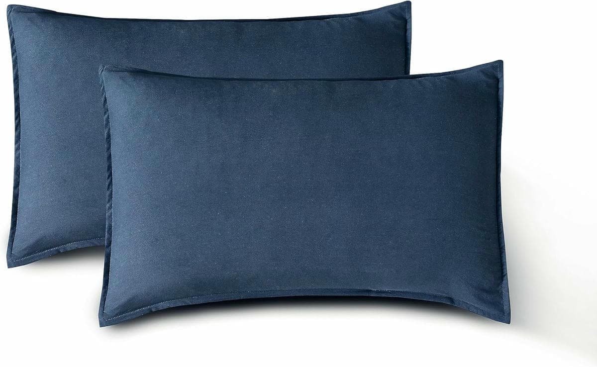 Vintage Washed Microfibre Quilt Cover Set (2Pcs) - Navy - Single Size - V439-AQSNAVYWM V439 AQSNAVYWM 191148 07