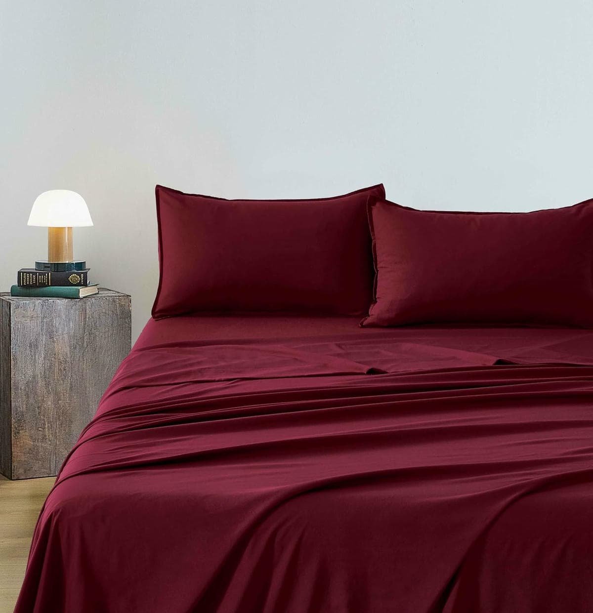 Vintage Washed Microfibre Sheet Set (Burgundy, Single) - V439-ASSTBURGUNDYWM V439 ASSTBURGUNDYWM 218361 01