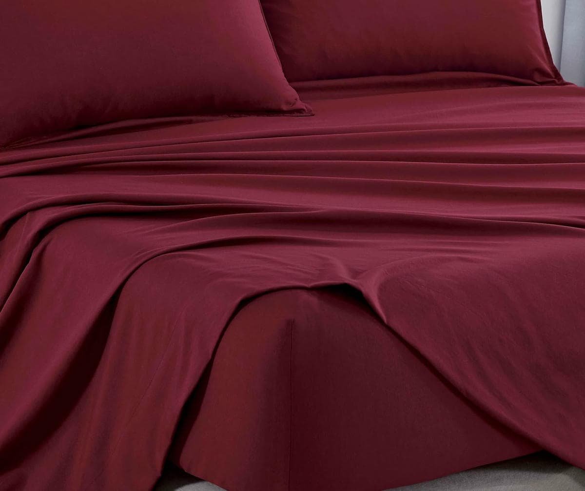 Vintage Washed Microfibre Sheet Set (Burgundy, Single) - V439-ASSTBURGUNDYWM V439 ASSTBURGUNDYWM 218361 02
