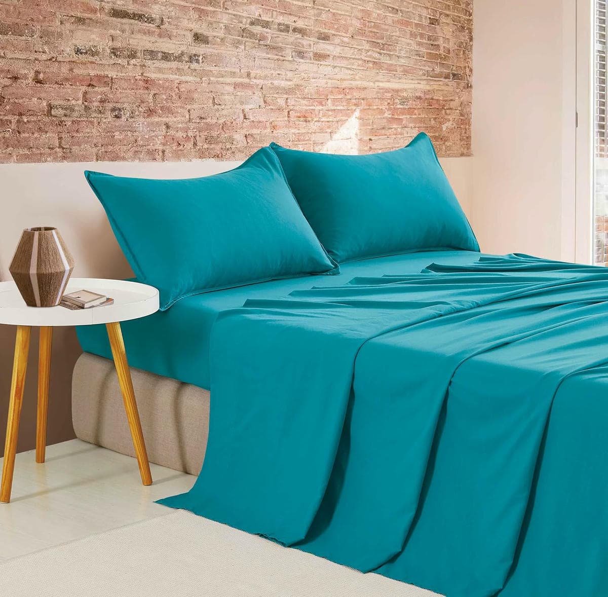 Vintage Washed Microfibre Sheet Set (Teal, Single) - V439-ASSTTEALWM V439 ASSTTEALWM 218358 00