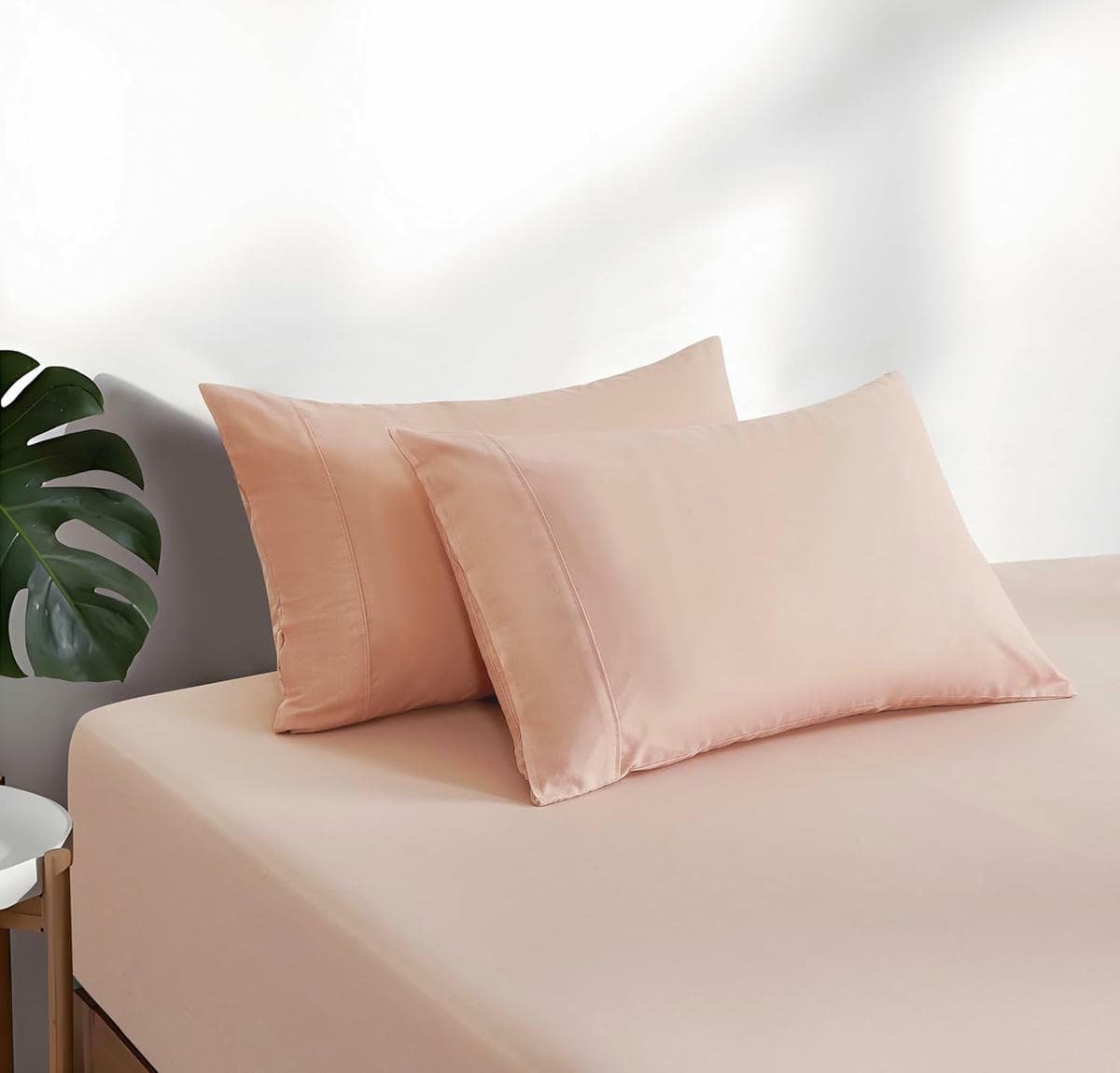 100% Vintage Washed Cotton Fitted Sheet Combo Set – 100% Natural Cotton, Ultra Soft & Breathable – Includes Fitted Sheet & Pillowcases – Machine Washable (Pink, Queen) - V439-CFSETWASHP V439 CFSETWASHP 202507150925 02