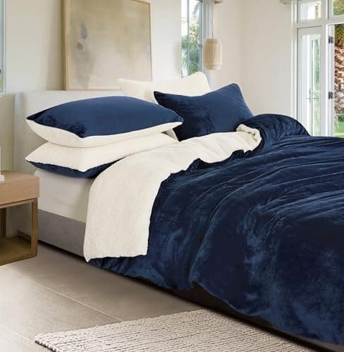 2-in-1 Teddy Sherpa Quilt Cover Set (Navy Blue, Queen) - V439-CQSSHERPANB V439 CQSSHERPANB 202504071320 00