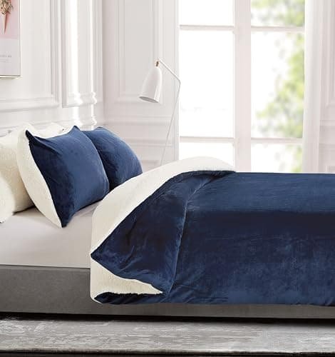 2-in-1 Teddy Sherpa Quilt Cover Set (Navy Blue, Queen) - V439-CQSSHERPANB V439 CQSSHERPANB 202504071320 07