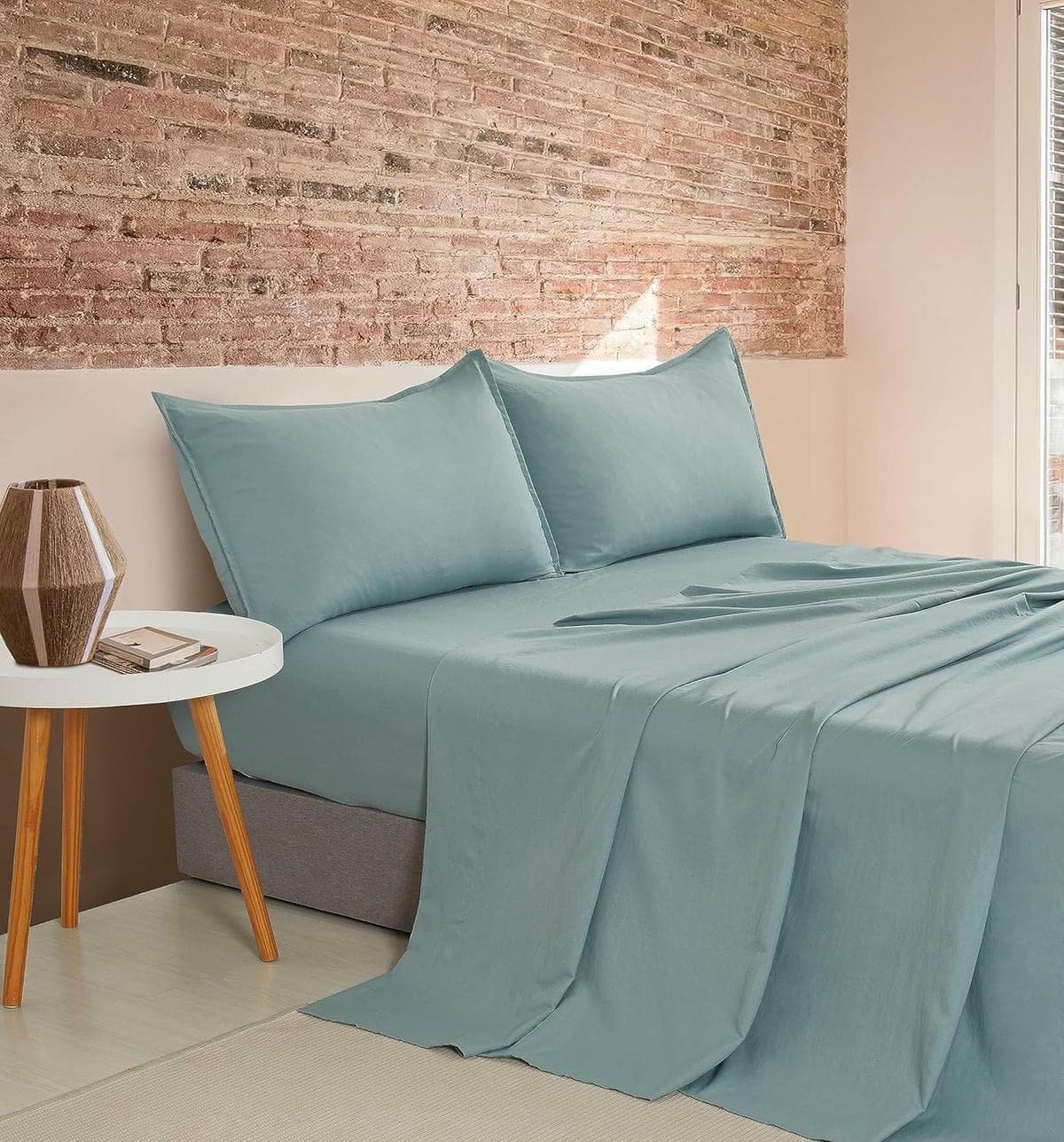Vintage Washed Microfibre Sheet Set with 2 Pillowcases - Seafoam - Queen - V439-CSSTSEAFOAMWM V439 CSSTSEAFOAMWM 191267 00