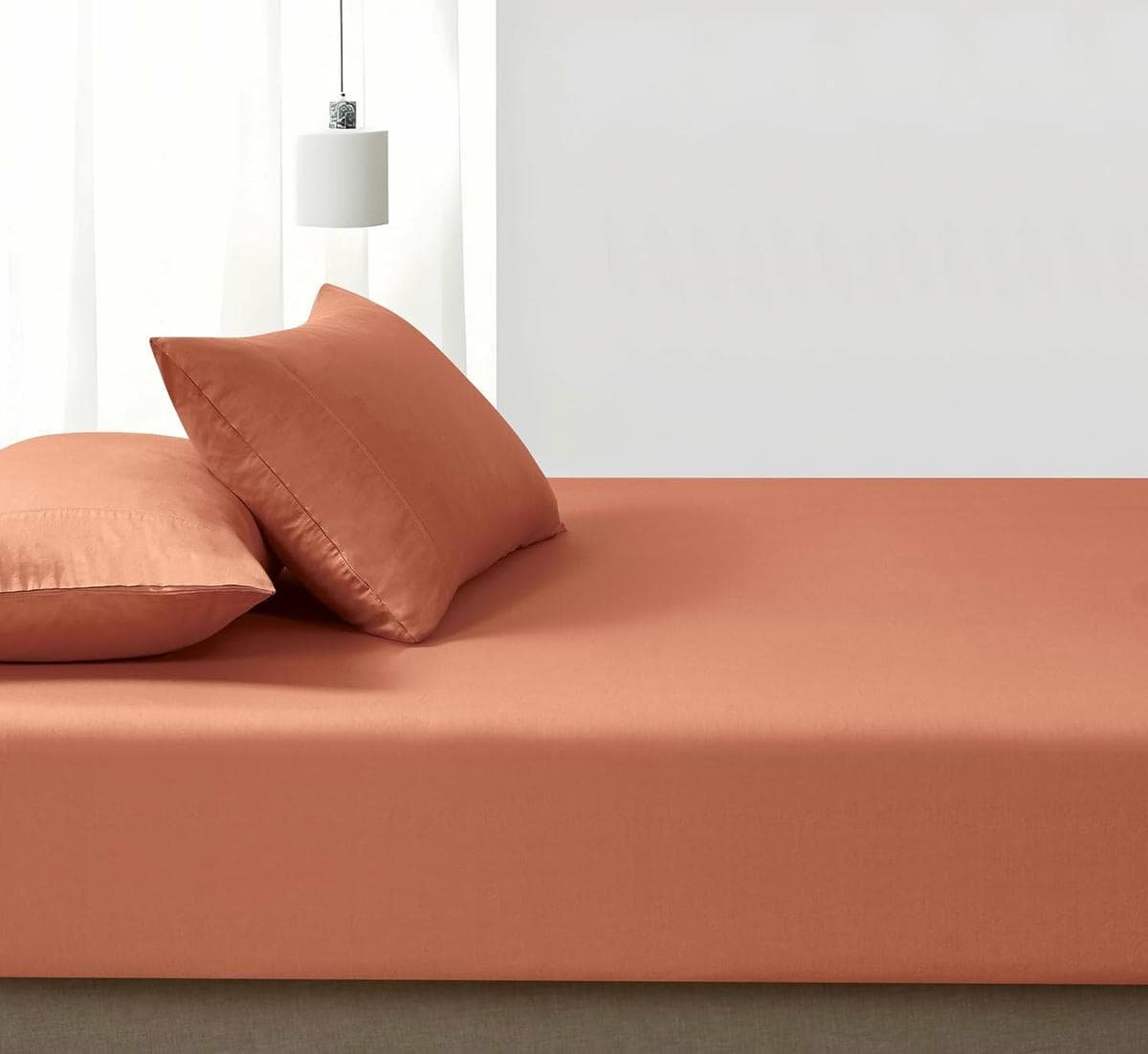 100% Vintage Washed Cotton Fitted Sheet Combo Set – 100% Natural Cotton, Ultra Soft & Breathable – Includes Fitted Sheet & Pillowcases – Machine Washable (Brick, King Single) - V439-KSFSETWASHB V439 KSFSETWASHB 202507150921 02