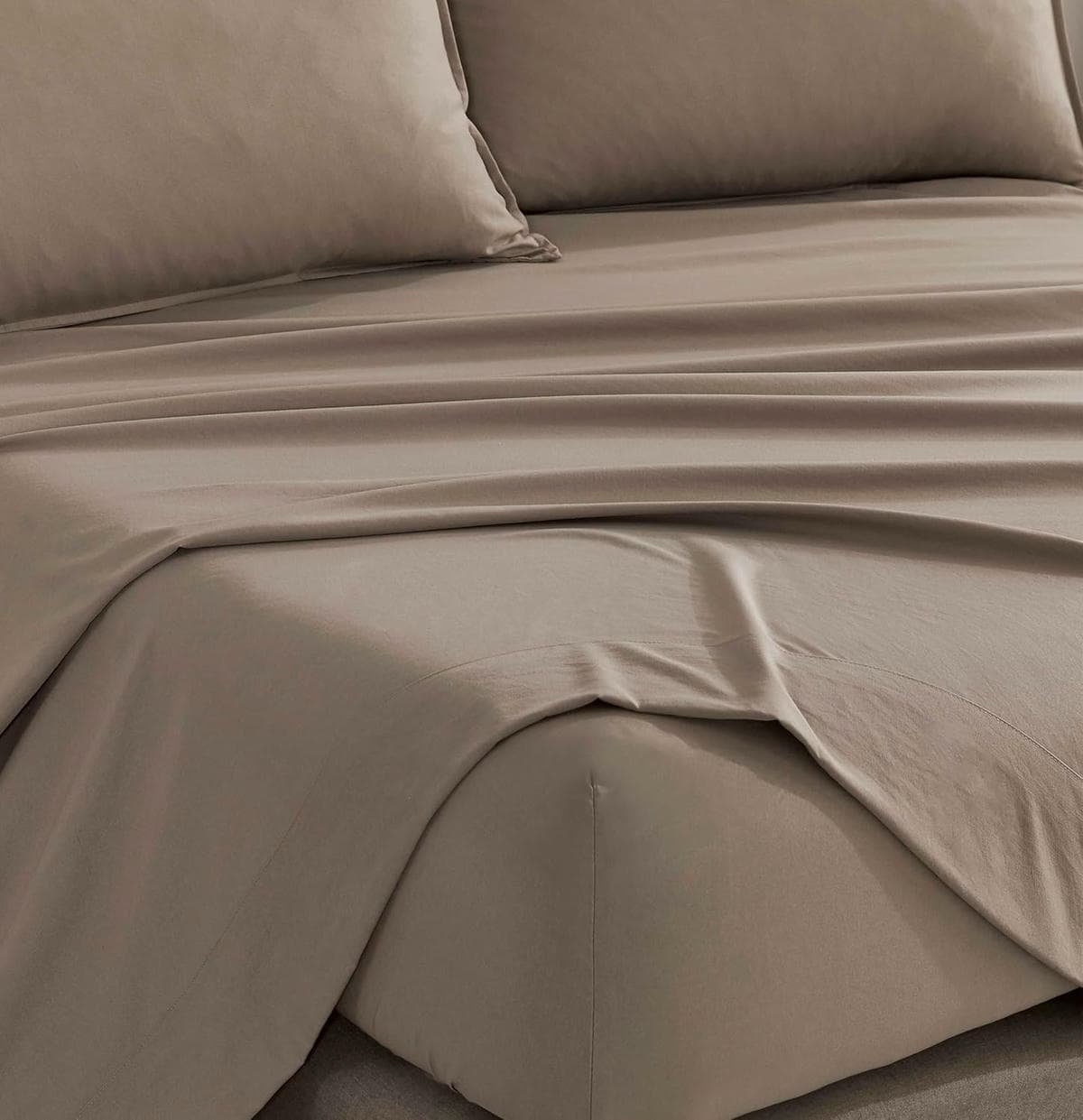 Vintage Washed Microfibre Sheet Set (Truffle, King Single) - V439-KSSSTTRUFFLEWM V439 KSSSTTRUFFLEWM 218333 02