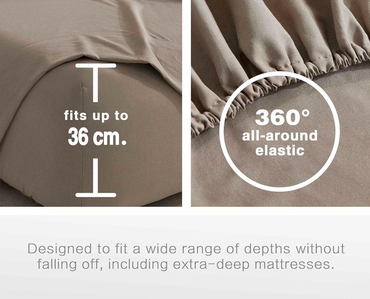 Vintage Washed Microfibre Sheet Set (Truffle, King Single) - V439-KSSSTTRUFFLEWM V439 KSSSTTRUFFLEWM 218333 04