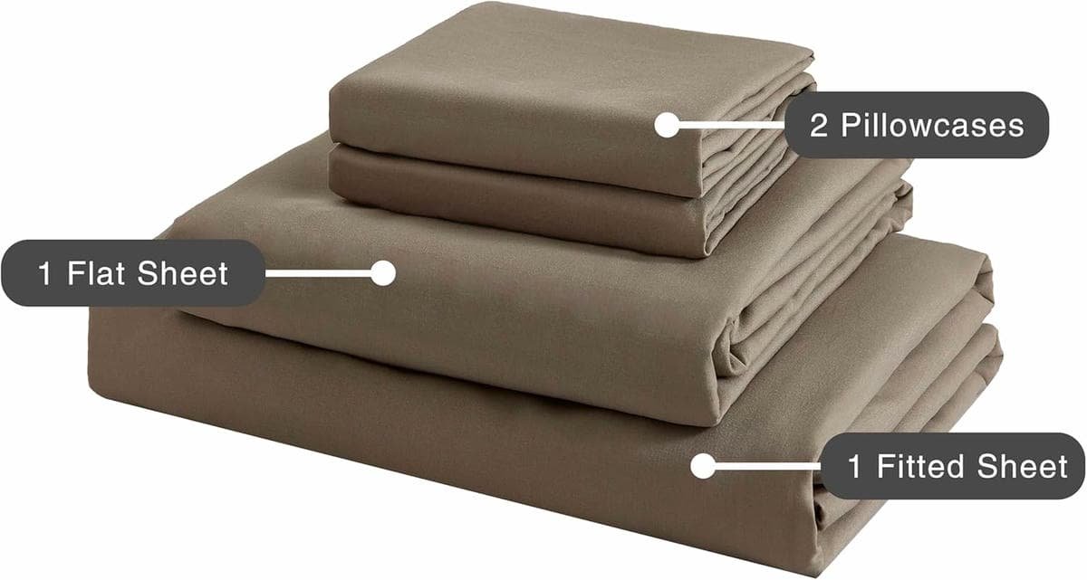 Vintage Washed Microfibre Sheet Set (Truffle, King Single) - V439-KSSSTTRUFFLEWM V439 KSSSTTRUFFLEWM 218333 05