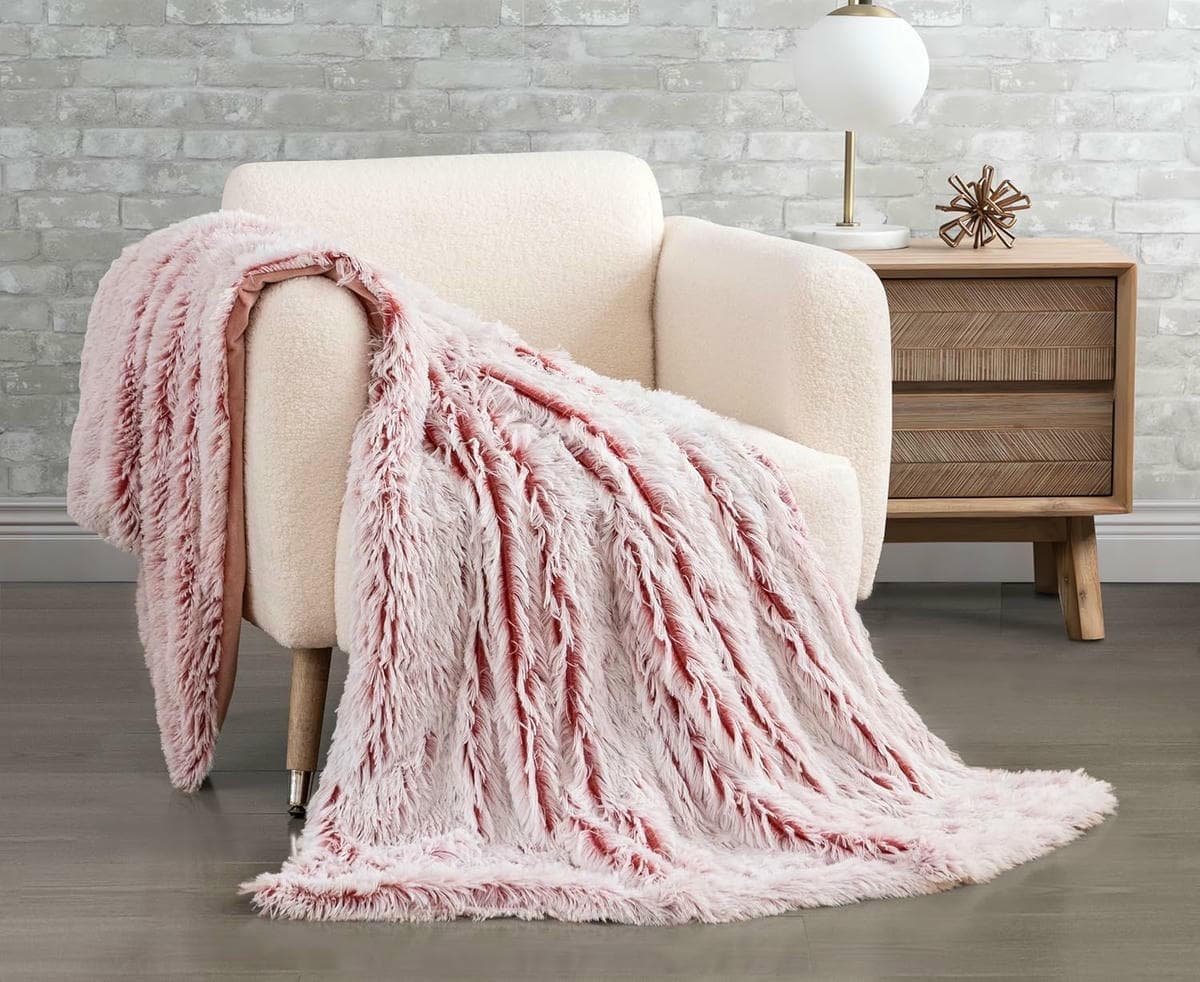 Double Sided Fx Fur Shaggy Throw Blanket - Rose - V439-TRSHAGGYROSE V439 TRSHAGGYROSE 191091 00