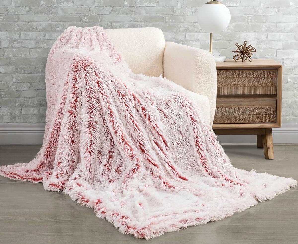 Double Sided Fx Fur Shaggy Throw Blanket - Rose - V439-TRSHAGGYROSE V439 TRSHAGGYROSE 191091 01