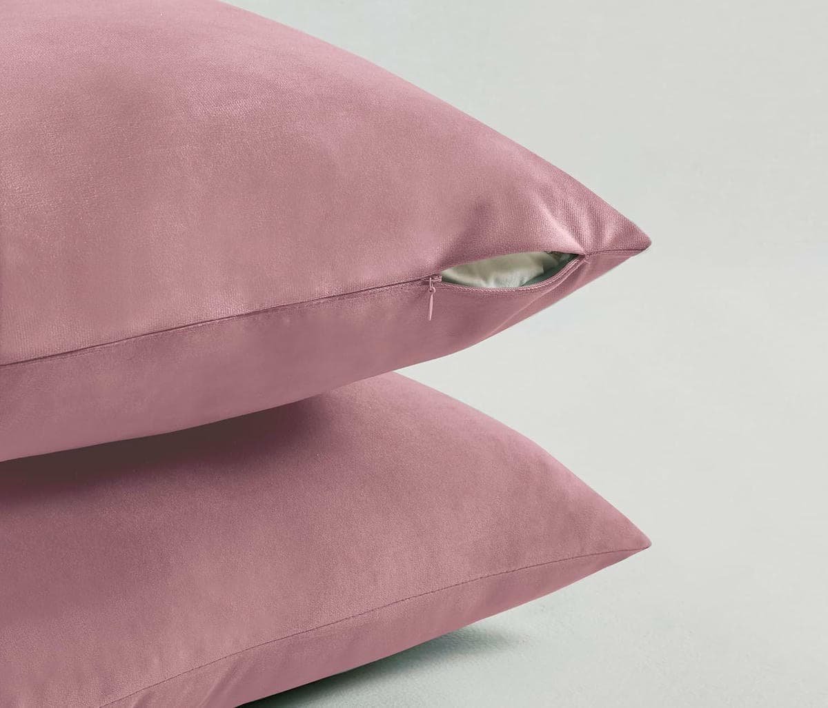Twin-Pack Velvet Cushion Covers - Soft Microfibre Cushion Covers with Hidden Zipper (Blush, 45cm*45cm) - V439-VEL-BLUSH-45 V439 VEL BLUSH 45 202509051150 02