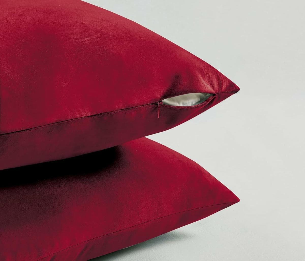 Twin-Pack Velvet Cushion Covers - Soft Microfibre Cushion Covers with Hidden Zipper (Red, 45cm*45cm) - V439-VEL-RED-45 V439 VEL RED 45 202506190410 02