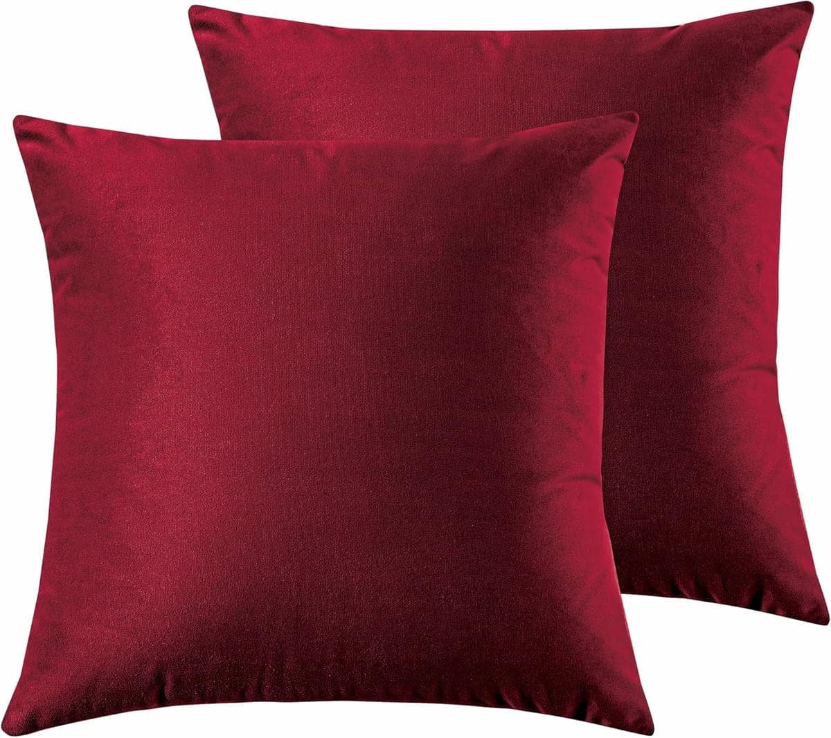 Twin-Pack Velvet Cushion Covers - Soft Microfibre Cushion Covers with Hidden Zipper (Red, 65cm*65cm) - V439-VEL-RED-65 V439 VEL RED 65 202506190350 01